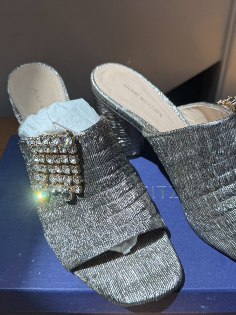 Stuart Weitzman Jeweled Theone Mules size 8.5